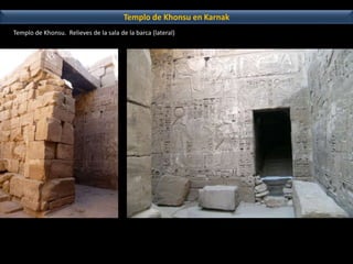 Templo de Khonsu en Karnak 
Templo de Khonsu. Relieves de la sala de la barca (lateral) 
 