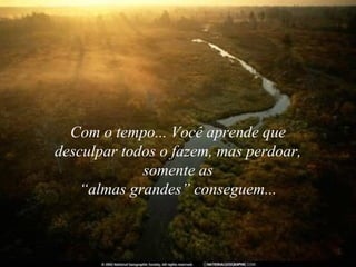 Com o tempo... Você aprende que
desculpar todos o fazem, mas perdoar,
             somente as
   “almas grandes” conseguem...
 