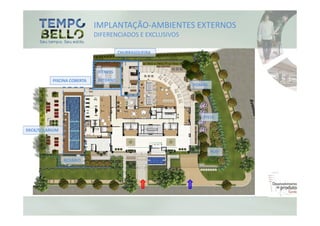 IMPLANTAÇÃO-AMBIENTES EXTERNOS
                            DIFERENCIADOS E EXCLUSIVOS

                                       CHURRASQUEIRA



                             FITNESS
          PISCINA COBERTA    EXTERNO
                                                         POMAR




                                                            PISTA

DECK/SOLARIUM



                                                                 PLAY
                REDÁRIO
 