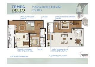 PLANTA DUPLEX 138,50M²
2 SUÍTES
 