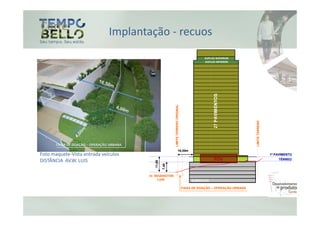 Corte                            Implantação - recuos
                                                                                                     DUPLEX SUPERIOR
                                                                                                     DUPLEX INFERIOR




                                                                                                          27 PAVIMENTOS
                                                             LIMITE TERRENO ORIGINAL




                                                                                                                           LIMITE TERRENO
       FAIXA DE DOAÇÃO – OPERAÇÃO URBANA
                                                                                       13,90
Foto maquete-Vista entrada veículos                                                                                                         1º PAVIMENTO

DISTÂNCIA AV.W. LUIS                                                                                      PDV                                   TÉRREO
                                              11,60

                                                      7,40


                                           AV. WASHIGTON
                                                LUIS                                           SUBSOLOS

                                                                                       FAIXA DE DOAÇÃO – OPERAÇÃO URBANA
 