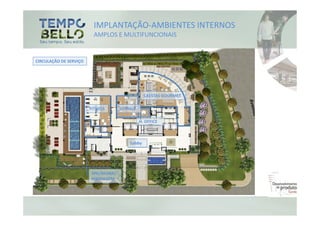 IMPLANTAÇÃO-AMBIENTES INTERNOS
                         AMPLOS E MULTIFUNCIONAIS


CIRCULAÇÃO DE SERVIÇO




                                                 S.FESTAS GOURMET

                        FITNESS      LOUNGE

                                              H. OFFICE



                                         Lobby




                        SPA/SAUNA/
                        MASSAGEM
 