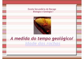 Escola Secundária de Bocage
            Biologia e Geologia I




A medida do tempo geológico/
      Idade das rochas
 
