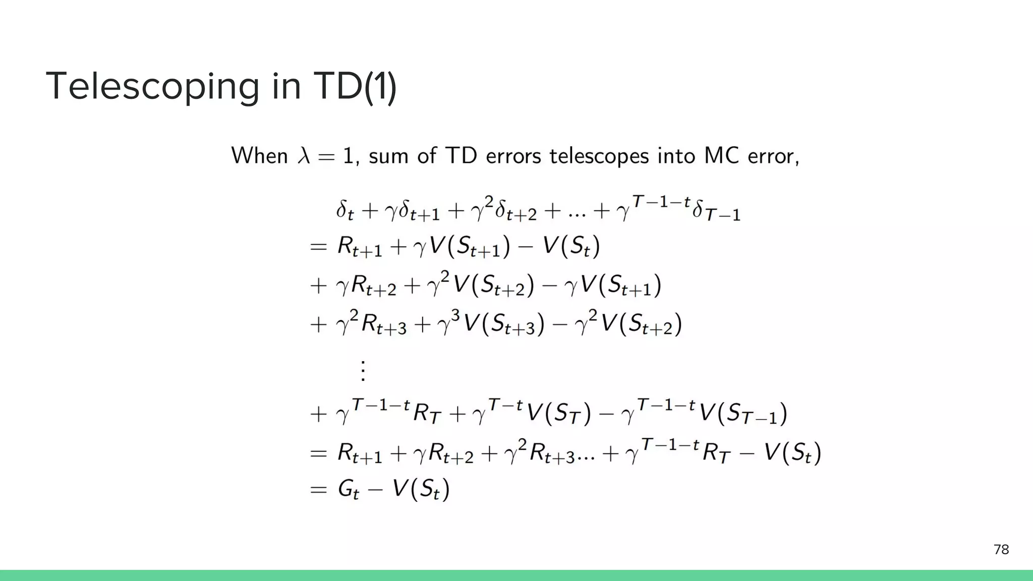Telescoping in TD(1)
78
 