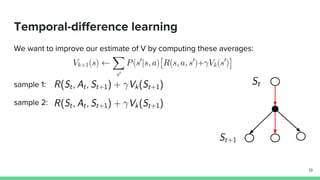 Temporal-difference learning
We want to improve our estimate of V by computing these averages:
sample 1:
sample 2:
13
 