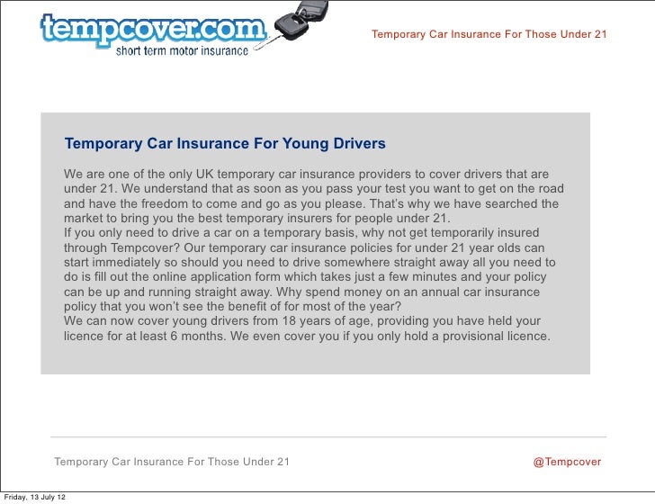 Insurance For 1 Week Under 21 Insurance For 1 Week Under 21