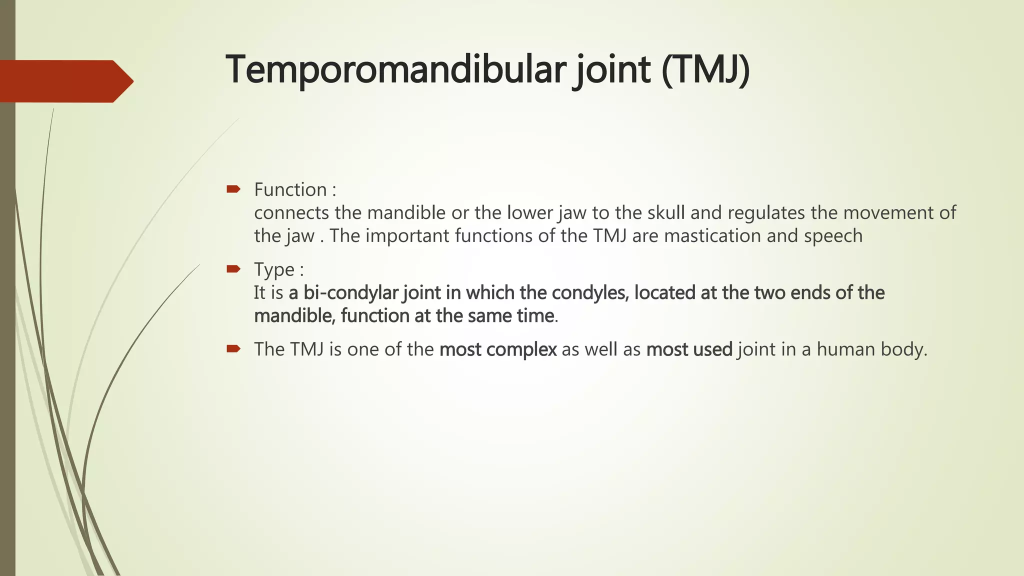 Temporomandibular joint /disorders /management / treatment | PPTX