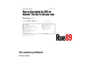 Des espaces juridiques
Privé Vs Public
 