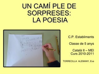 UN CAMÍ PLE DE SORPRESES:  LA POESIA C.P. Establiments Classe de 5 anys Català II – MEI Curs 2010-2011 TORRECILLA  ALEMANY, Eva 