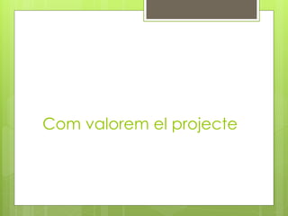 Com valorem el projecte
 