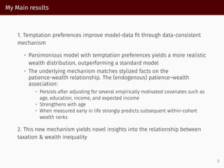 Wealth Inequality and Temptation Preferences: Modeling Patience and ...