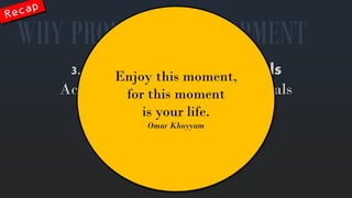 3. Aimforself-definedgoalsAchievethemsetting smaller goals 
WHYPRODUCT DEVELOPMENT 
Enjoythismoment, forthismomentis yourlife. OmarKhayyam  