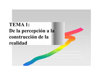 TEMA 1:
De la percepción a la
construcción de la
realidad
                        Educación Artística y su Didáctica
                      Universidad de Huelva 09-10
                   Profesores: José Pedro Aznárez y Beatriz Mangas
 