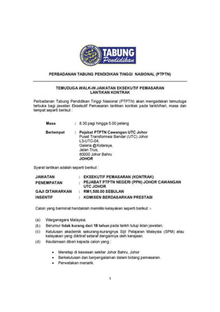 Temuduga Terbuka PTPTN Johor 2016