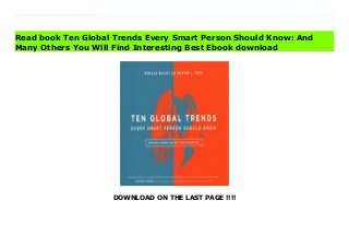 DOWNLOAD ON THE LAST PAGE !!!!
Download direct Ten Global Trends Every Smart Person Should Know: And Many Others You Will Find Interesting Don't hesitate Click https://next-download01.blogspot.co.uk/?book=1948647737 You're wrong: The world is, for the most part, not getting worse. 58 percent of folks in 17 countries surveyed in 2016 thought the world is getting worse rather than better or staying the same. Americans were even more glum: 65 percent thought the world is getting worse and only 6 percent thought it was getting better. The uncontroversial data on major global trends in this book will persuade you that this dark view of the prospects for humanity and the natural world is, in large part, badly mistaken. World population will peak at 8 to 9 billion before the end of this century as the global fertility rate continues its fall from 6 children per woman in 1960 to 2.4 now. The global absolute poverty rate has fallen from 42 percent in 1981 to 8.6 percent today. Satellite data show that forest area has been expanding since 1982. Natural resources are becoming ever cheaper and more abundant. Since 1900 average life expectancy has more than doubled reaching more than 72 years. Of course, big problems like climate change, marine plastic pollution, and declining wildlife populations are still with us, but many of these concerns are already in the process of being ameliorated as a result of the favorable economic, social, and technological trends documented here. You can't fix what is wrong in the world, if you don't know what's actually happening. Ten Global Trends will provide smart busy people with speedy, easily understandable, and entertaining access to surprising facts that they need to know about how the world is really faring. Read Online PDF Ten Global Trends Every Smart Person Should Know: And Many Others You Will Find Interesting, Read PDF Ten Global Trends Every Smart Person Should Know: And Many Others You Will Find Interesting, Read Full PDF Ten Global Trends Every Smart Person Should
Know: And Many Others You Will Find Interesting, Download PDF and EPUB Ten Global Trends Every Smart Person Should Know: And Many Others You Will Find Interesting, Download PDF ePub Mobi Ten Global Trends Every Smart Person Should Know: And Many Others You Will Find Interesting, Reading PDF Ten Global Trends Every Smart Person Should Know: And Many Others You Will Find Interesting, Download Book PDF Ten Global Trends Every Smart Person Should Know: And Many Others You Will Find Interesting, Read online Ten Global Trends Every Smart Person Should Know: And Many Others You Will Find Interesting, Read Ten Global Trends Every Smart Person Should Know: And Many Others You Will Find Interesting pdf, Download epub Ten Global Trends Every Smart Person Should Know: And Many Others You Will Find Interesting, Read pdf Ten Global Trends Every Smart Person Should Know: And Many Others You Will Find Interesting, Download ebook Ten Global Trends Every Smart Person Should Know: And Many Others You Will Find Interesting, Download pdf Ten Global Trends Every Smart Person Should Know: And Many Others You Will Find Interesting, Ten Global Trends Every Smart Person Should Know: And Many Others You Will Find Interesting Online Download Best Book Online Ten Global Trends Every Smart Person Should Know: And Many Others You Will Find Interesting, Download Online Ten Global Trends Every Smart Person Should Know: And Many Others You Will Find Interesting Book, Read Online Ten Global Trends Every Smart Person Should Know: And Many Others You Will Find Interesting E-Books, Read Ten Global Trends Every Smart Person Should Know: And Many Others You Will Find Interesting Online, Download Best Book Ten Global Trends Every Smart Person Should Know: And Many Others You Will Find Interesting Online, Read Ten Global Trends Every Smart Person Should Know: And Many Others You Will Find Interesting Books Online Download Ten Global
Trends Every Smart Person Should Know: And Many Others You Will Find Interesting Full Collection, Download Ten Global Trends Every Smart Person Should Know: And Many Others You Will Find Interesting Book, Download Ten Global Trends Every Smart Person Should Know: And Many Others You Will Find Interesting Ebook Ten Global Trends Every Smart Person Should Know: And Many Others You Will Find Interesting PDF Download online, Ten Global Trends Every Smart Person Should Know: And Many Others You Will Find Interesting pdf Download online, Ten Global Trends Every Smart Person Should Know: And Many Others You Will Find Interesting Download, Read Ten Global Trends Every Smart Person Should Know: And Many Others You Will Find Interesting Full PDF, Download Ten Global Trends Every Smart Person Should Know: And Many Others You Will Find Interesting PDF Online, Download Ten Global Trends Every Smart Person Should Know: And Many Others You Will Find Interesting Books Online, Read Ten Global Trends Every Smart Person Should Know: And Many Others You Will Find Interesting Full Popular PDF, PDF Ten Global Trends Every Smart Person Should Know: And Many Others You Will Find Interesting Download Book PDF Ten Global Trends Every Smart Person Should Know: And Many Others You Will Find Interesting, Download online PDF Ten Global Trends Every Smart Person Should Know: And Many Others You Will Find Interesting, Read Best Book Ten Global Trends Every Smart Person Should Know: And Many Others You Will Find Interesting, Read PDF Ten Global Trends Every Smart Person Should Know: And Many Others You Will Find Interesting Collection, Read PDF Ten Global Trends Every Smart Person Should Know: And Many Others You Will Find Interesting Full Online, Download Best Book Online Ten Global Trends Every Smart Person Should Know: And Many Others You Will Find Interesting, Read Ten Global Trends Every Smart Person Should Know: And Many
Others You Will Find Interesting PDF files, Read PDF Free sample Ten Global Trends Every Smart Person Should Know: And Many Others You Will Find Interesting, Download PDF Ten Global Trends Every Smart Person Should Know: And Many Others You Will Find Interesting Free access, Read Ten Global Trends Every Smart Person Should Know: And Many Others You Will Find Interesting cheapest, Read Ten Global Trends Every Smart Person Should Know: And Many Others You Will Find Interesting Free acces unlimited
Read book Ten Global Trends Every Smart Person Should Know: And
Many Others You Will Find Interesting Best Ebook download
 