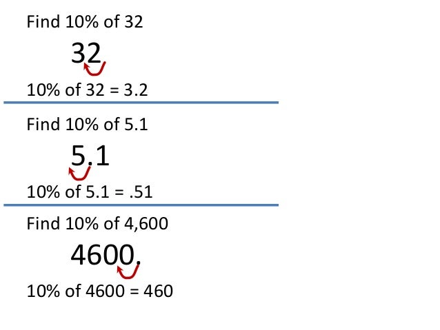 ten percent is one tenth