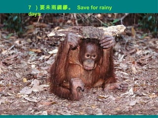 7  ҪδI  Save for rainy days. 