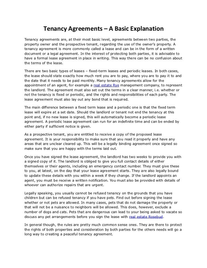 Tenancy agreements – a basic explanation