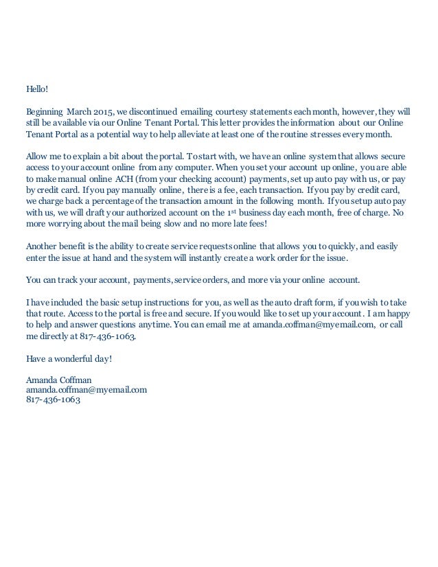 letter to tenant