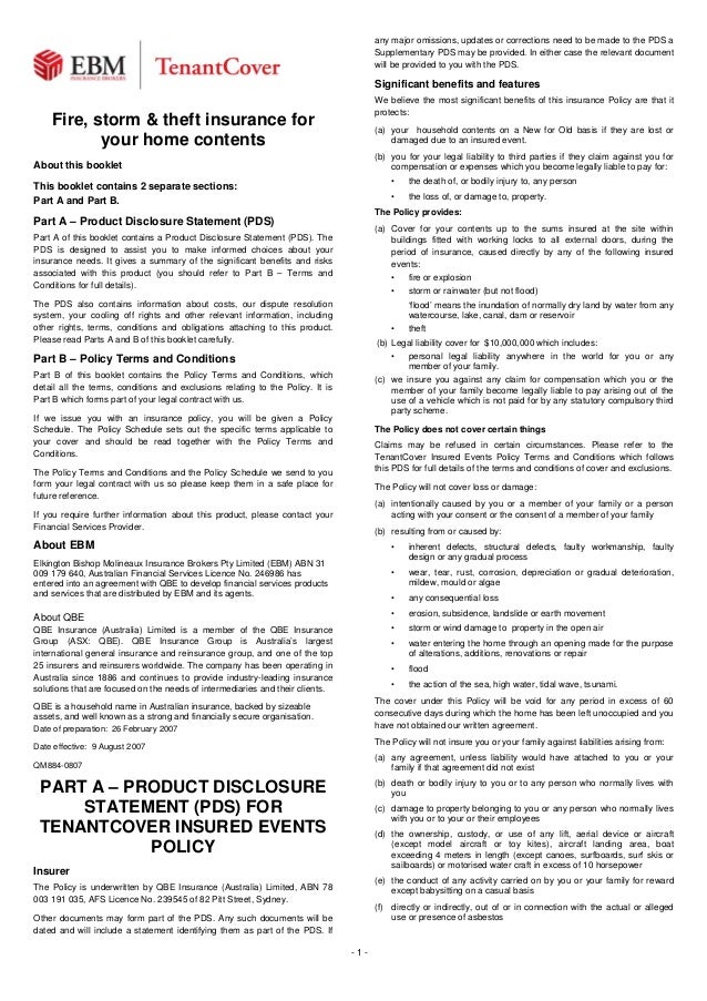 Nrma Third Party Fire And Theft Policy Tenantcover policy