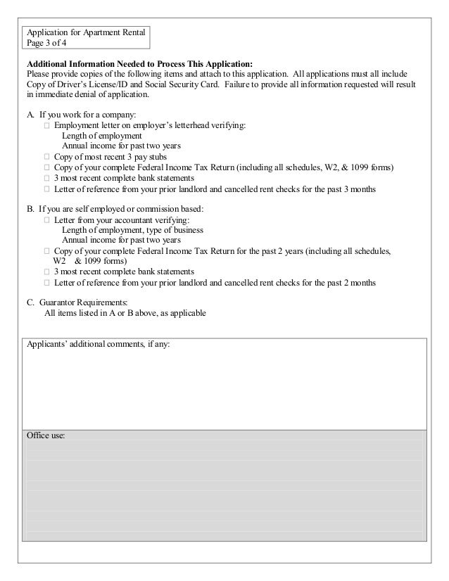 apartment applications template