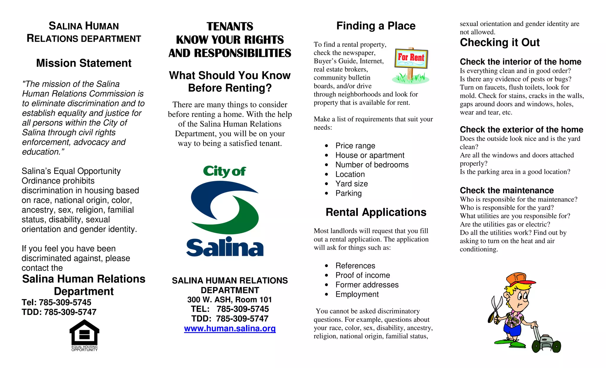 City of Salina Brochure - Tenants Know Your Rights | PDF | Real Estate ...