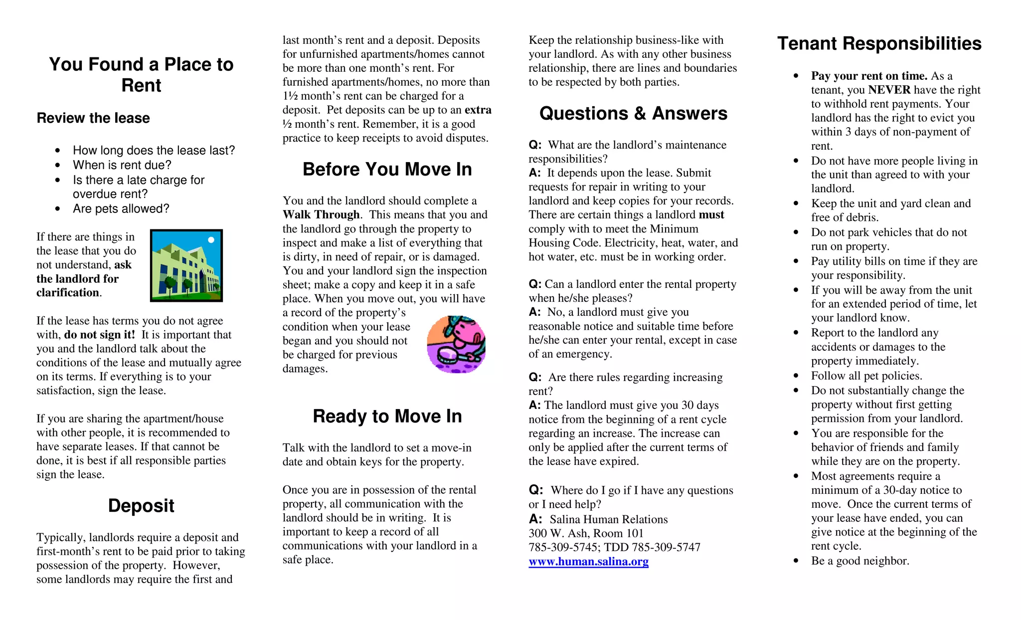 City of Salina Brochure - Tenants Know Your Rights | PDF | Real Estate ...