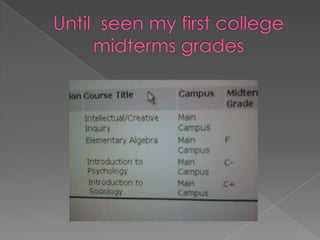 Until seen my first college midterms grades