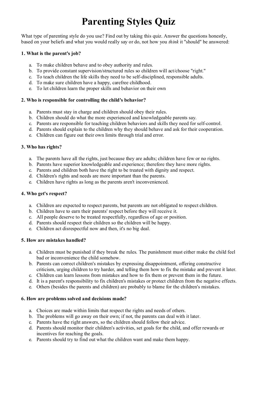 Ten basic principles of good parenting