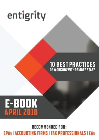 10 BEST PRACTICES
OF WORKING WITH REMOTE STAFF
APRIL 2018
RECOMMENDED FOR:
CPAS | ACCOUNTING FIRMS | TAX PROFESSIONALS | EAS
 