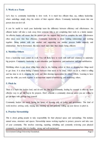 Ten characteristics of community leader | DOCX | Career Advice | Careers