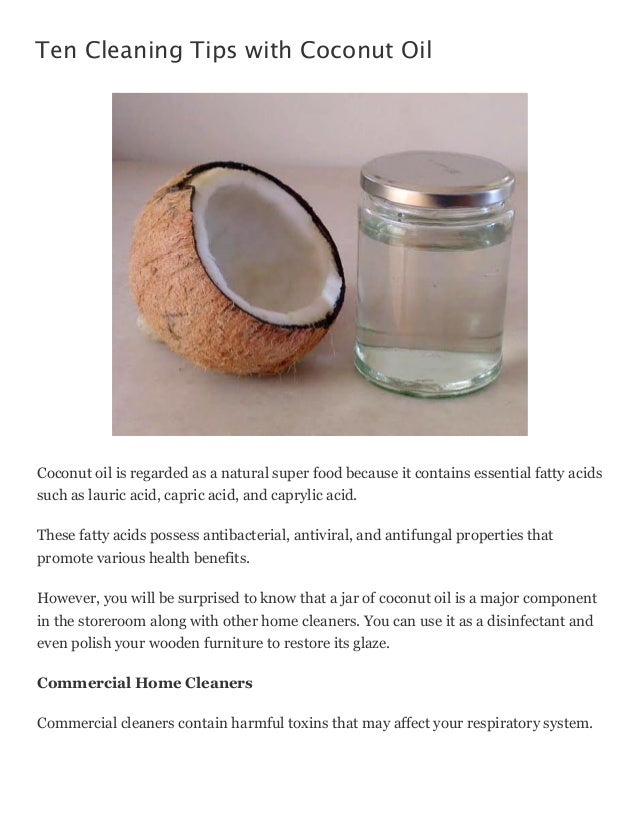 Ten cleaning tips with coconut oil