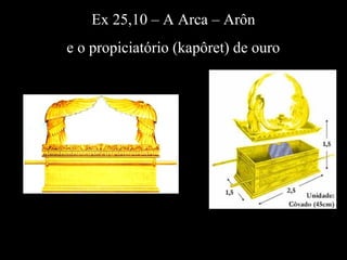 Ex 25,10 – A Arca – Arôn
e o propiciatório (kapôret) de ouro
 