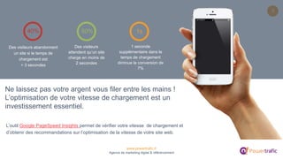 www.powertrafic.fr
Agence de marketing digital & référencement
8
Des visiteurs
attendent qu’un site
charge en moins de
2 s...