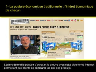 1- La posture économique traditionnelle : l’intéret économique de chacun Psychologies magazine   Leclerc défend le pouvoir...