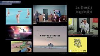 Publicité Duplo - France Publicité Curly - France
Publicité Lutti - France
Publicité Seven Up Publicité aisons d onde ampa ne de l american oard -
Publicité Blendtec - USA
COMMENT SURPRENDRE ET ÉTONNER ?
OPTIMISME POP
La culture pop
en application
 
