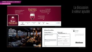 COMMENT (RE)GAGNER LA CONFIANCE ?
CONVERSATION
La discussion
à valeur ajoutée
Twitter - Dis moi Nicolas
Starbucks Plateforme de blog Medium
 