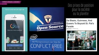 COMMENT DÉPASSER LE DISCOURS ?
ACTION
Des prises de position
pour la société
ou la planète
Application Glia - USA
 