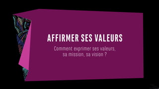 AFFIRMER SES VALEURS
Comment exprimer ses valeurs,
sa mission, sa vision ?
 