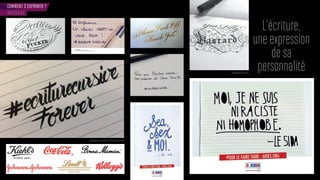 COMMENT S’EXPRIMER ?
L’écriture,
une expression
de sa
personnalité
MESSAGE
Campagne en soutien à l’écriture cursive
Designer Seb Lester
 