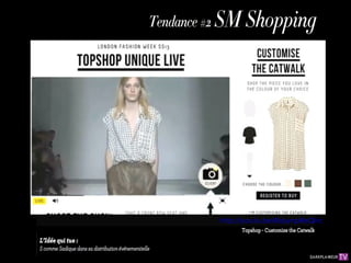 SM
                   Tendance              Shoppi
                                        #2
                                            ng




                                           http://youtu.be/RdyynpReQHc
                                                Topshop - Customize the Catwalk

L’Idée qui tue :
S comme Sadique dans sa distribution événementielle
 