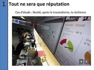 1   Tout ne sera que réputation
      Cas d’étude : Nestlé, après le traumatisme, la résilience
 