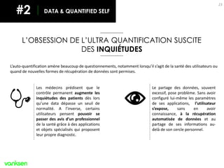 23
L’OBSESSION DE L’ULTRA QUANTIFICATION SUSCITE
DES INQUIÉTUDES
L’auto-quantification amène beaucoup de questionnements, ...