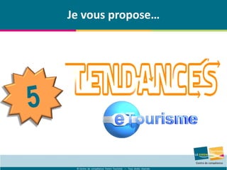 © Centre de compétence Forem Tourisme – Tous droits réservés
Je vous propose…
 