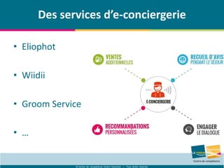 © Centre de compétence Forem Tourisme – Tous droits réservés
Des services d’e-conciergerie
• Eliophot
• Wiidii
• Groom Service
• …
 
