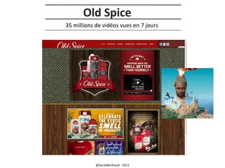 Old Spice
35 millions de vidéos vues en 7 jours

@SarahBerthault - 2011

 