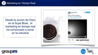 REAL TIME MARKETING

2

Marketing en Tiempo Real

Desde la acción de Oreo
en el Supe Bowl, el
marketing en tiempo real
ha ...
