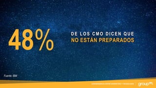 CONVERGENCIA ENTRE MARKETING Y TECNOLOGÍA
Fuente: IBM
D E L O S C M O D I C E N Q U E
NO ESTÁN PREPARADOS
 