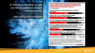 CONVERGENCIA ENTRE MARKETING Y TECNOLOGÍA
El “Data Driven Marketing” es cada
vez más una realidad en mercados
maduros como US.
Latam está a punto de despegar
 