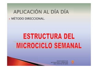 DEPARTAMENTO DE
METODOLOGÍA Y FORMACIÓN
REAL SPORTING DE GIJÓN
} MÉTODO DIRECCIONAL.
 